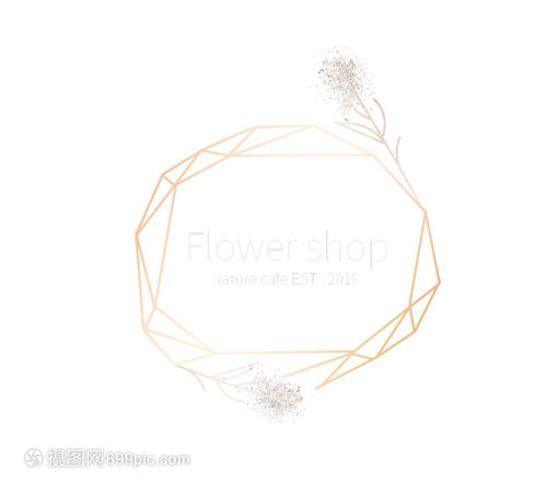 多边形简约线稿花店标识